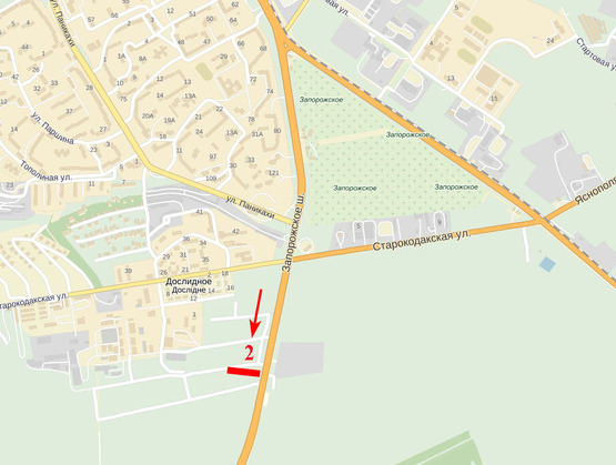 Схема рекламной плоскости по адресу Запорізьке шосе, селище Дослідне