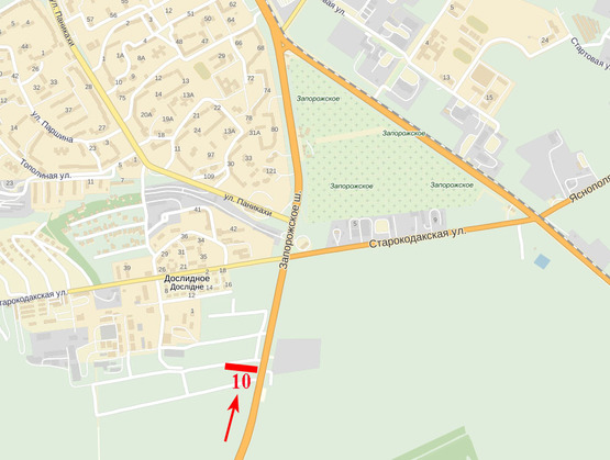 Схема рекламной плоскости по адресу Запорізьке шосе, селище Дослідне