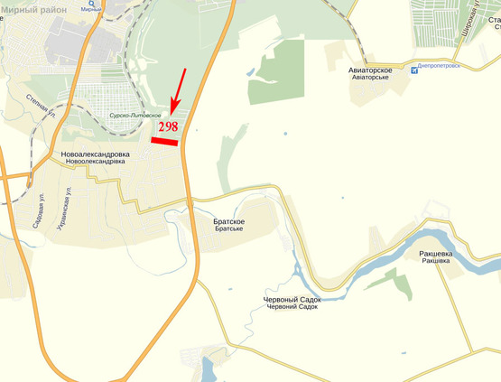 Схема рекламной плоскости по адресу Запорізьке шосе, с. Новоолександрівка - виїзд з м. Дніпро (с. Братське)