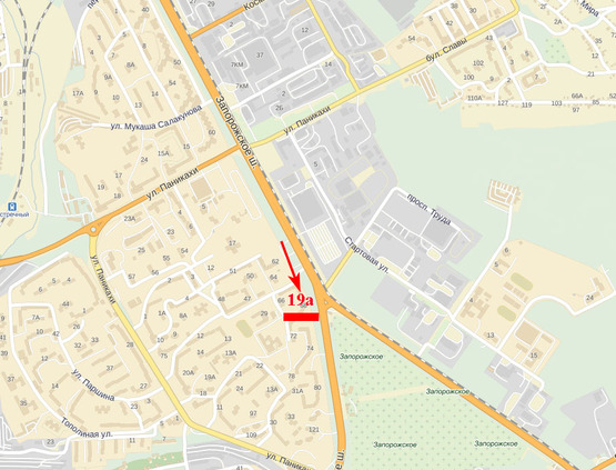 Схема рекламной плоскости по адресу Запорізьке шосе (поворот до аеропорту)