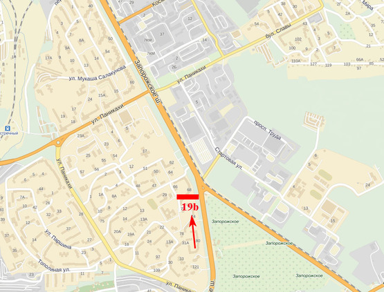 Схема рекламной плоскости по адресу Запорізьке шосе (поворот до аеропорту)