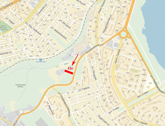 Схема рекламной плоскости по адресу вул. Космічна (біля лікарні), на світлофорі