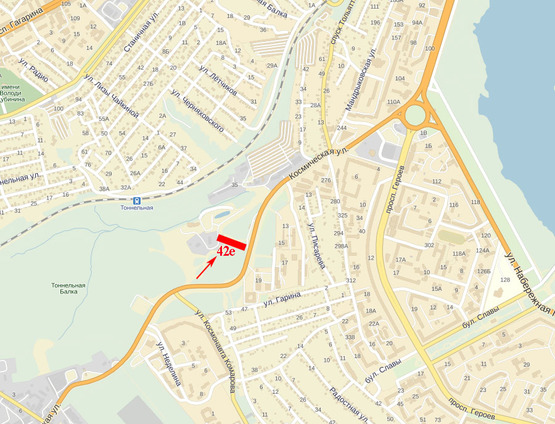 Схема рекламной плоскости по адресу вул. Космічна (біля лікарні), на світлофорі