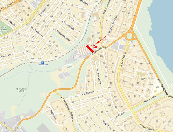 Схема рекламной плоскости по адресу вул. Космічна (навпроти першої ТЕЦ) 