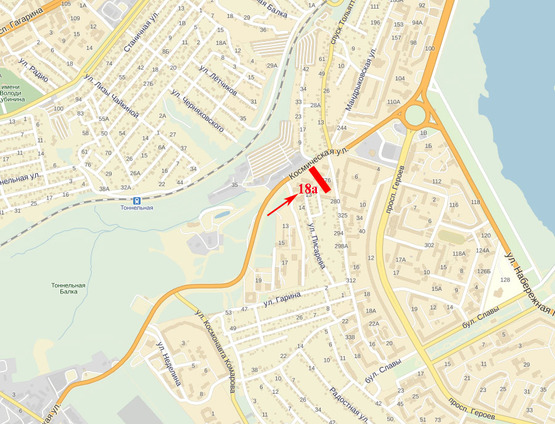 Схема рекламної площини за адресою вул. Космічна (навпроти схилу)