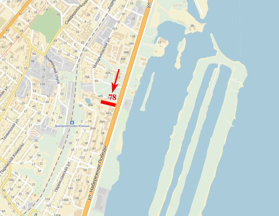 Схема рекламной плоскости по адресу Набережна Перемоги, 44 - вул. Мандриківська, піццерія "Луіджі" (з центру), світлофор