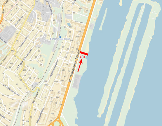 Схема рекламной плоскости по адресу Набережна Перемоги, 2й масив, Приватбанк 2 (в центр)