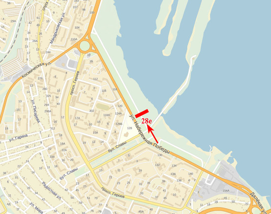 Схема рекламной плоскости по адресу Набережна Перемоги - колишній кінотеатр "Салют" (в центр)