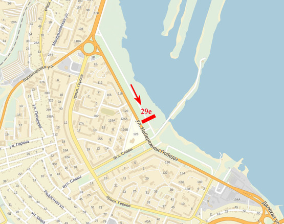 Схема рекламной плоскости по адресу Набережна Перемоги - колишній кінотеатр "Салют" (з центру)