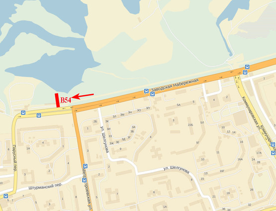 Схема рекламной плоскости по адресу Набережна Заводська - вул. Ю. Кондратюка, АТБ-маркет (з центру)