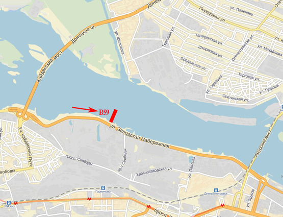 Схема рекламной плоскости по адресу Набережна Заводська, АЗС Глорія (в центр)