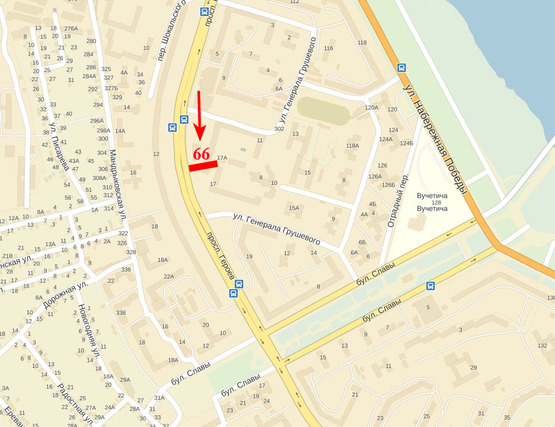 Схема рекламной плоскости по адресу пр-т Героїв - бульвар Слави (з центру)