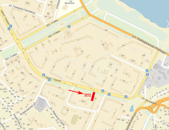 Схема рекламной плоскости по адресу пр-т Героїв - ж. м. Перемога-6 (з центру) 