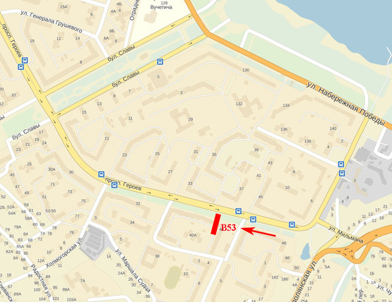 Схема рекламной плоскости по адресу пр-т Героїв - ж. м. Перемога-6 (в центр) 