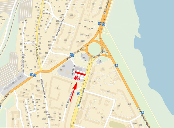 Схема рекламной плоскости по адресу пр-т Героїв, навпроти Varus, Comfy (в сторону кільця)