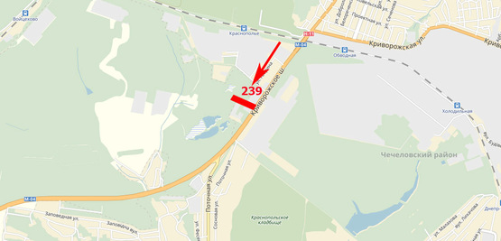 Схема рекламной плоскости по адресу Криворізьке шосе, виїзд з міста