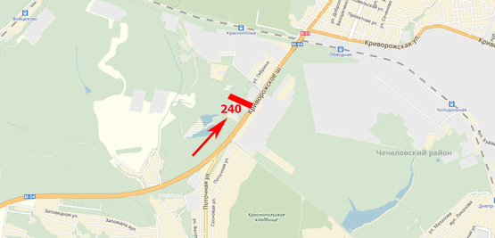 Схема рекламной плоскости по адресу Криворізьке шосе, в'їзд до міста