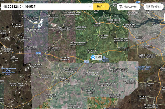 Схема рекламной плоскости по адресу траса Кривий Ріг - Дніпро