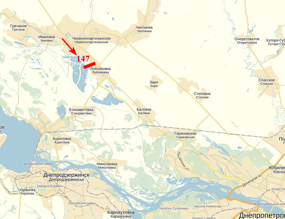 Схема рекламной плоскости по адресу Петриківка - Лобойківка (поворот до Кам'янскього), в сторону м. Дніпро