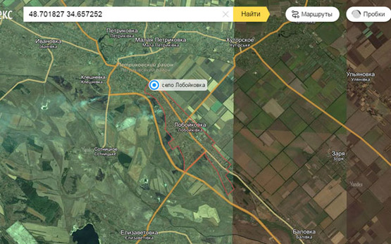 Схема рекламной плоскости по адресу траса Петриківка - Лобойківка, в сторону м. Дніпро