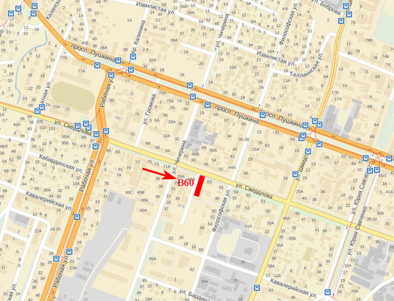 Схема рекламної площини за адресою вул. В. Антоновича, 65, віділення швидкої допомоги