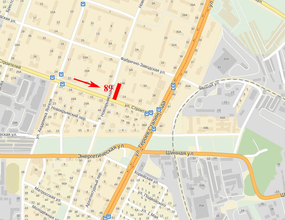 Схема рекламной плоскости по адресу вул. Будівельників, до пр-т Б. Хмельницького