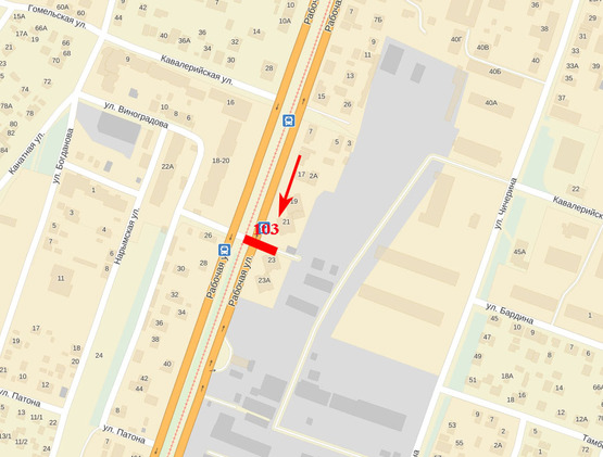 Схема рекламной плоскости по адресу вул. Робоча, 23, розподільник