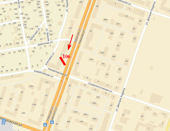 Схема рекламной плоскости по адресу вул. Робоча, 172, в сторону вул. Криворізька