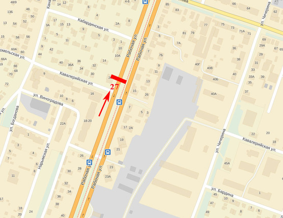 Схема рекламной плоскости по адресу вул. Робоча - вул. Кавалерійська