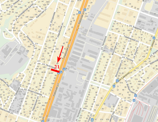 Схема рекламной плоскости по адресу вул. Робоча, б. 62 - вул. Ньютона