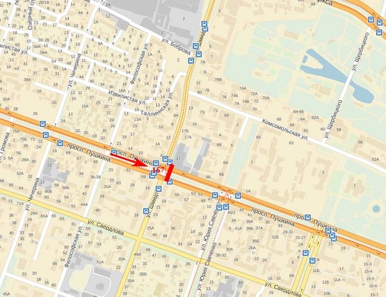 Схема рекламной плоскости по адресу пр-т Пушкіна - вул. Шмідта, транспортна розв'язка, ТЦ "Приозерний"