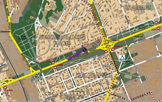 Схема рекламной плоскости по адресу пр.Броварской, ул.Малишко,21  направление на Братиславскую