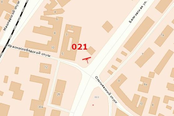 Схема рекламної площини за адресою Краснослободской спуск - ул.Балковская, 5