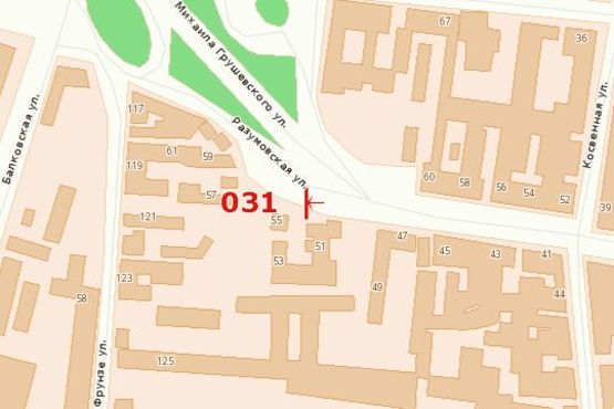 Схема рекламной плоскости по адресу ул. Разумовская, 57 (автовокзал)