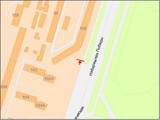 Схема рекламної площини за адресою Набережная Победы ул., 100 - Победы пл., в центр