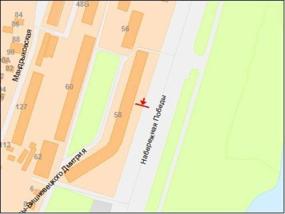 Схема рекламної площини за адресою Набережная Победы ул., 58, возле "Приватбанк"