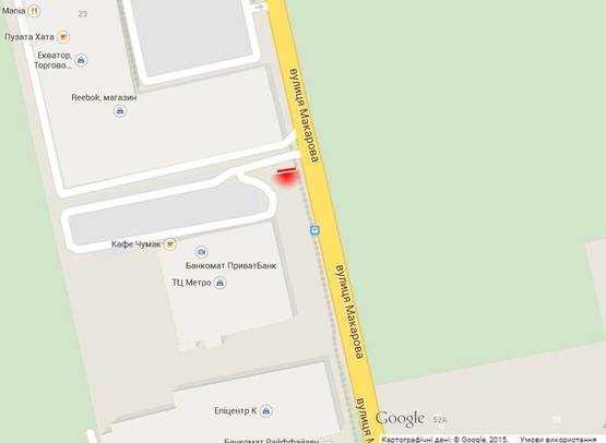 Схема рекламной плоскости по адресу м. Рівне, вул. Макарова, 21