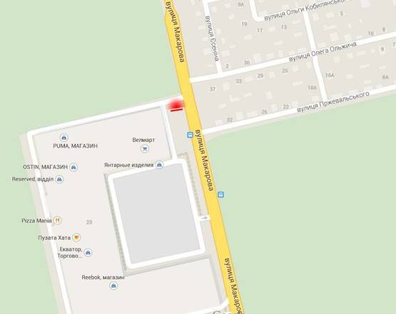 Схема рекламной плоскости по адресу м. Рівне, вул. Макарова, 23