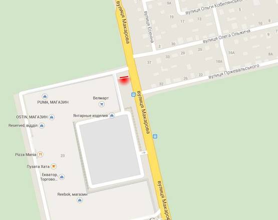 Схема рекламной плоскости по адресу м. Рівне, вул. Макарова, 23