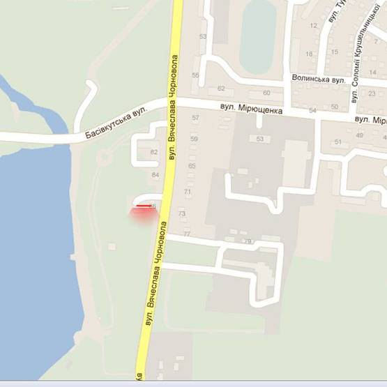 Схема рекламной плоскости по адресу м. Рівне, вул. Чорновола, навпроти будинку № 79