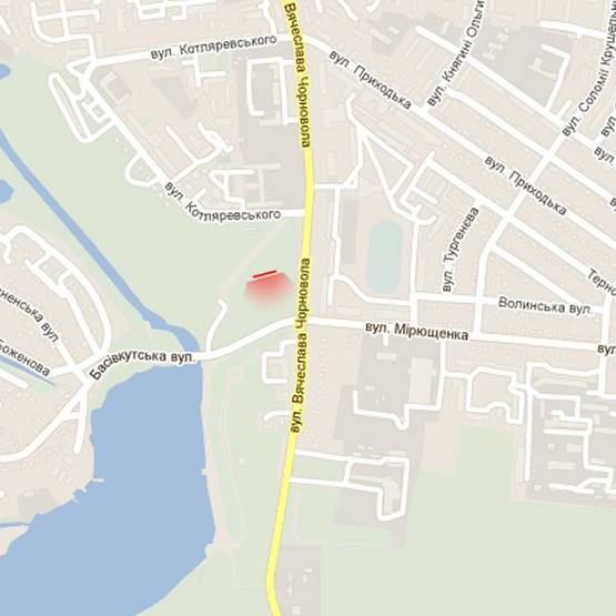 Схема рекламної площини за адресою м. Рівне, вул. Чорновола, в районі перехрестя з вул. Басівкутською