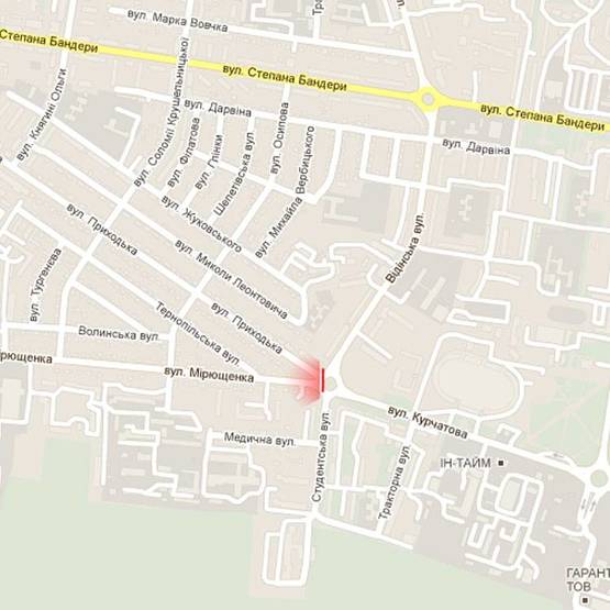 Схема рекламной плоскости по адресу м. Рівне, кільце на перехресті вул. Відінської та вул. Курчатова