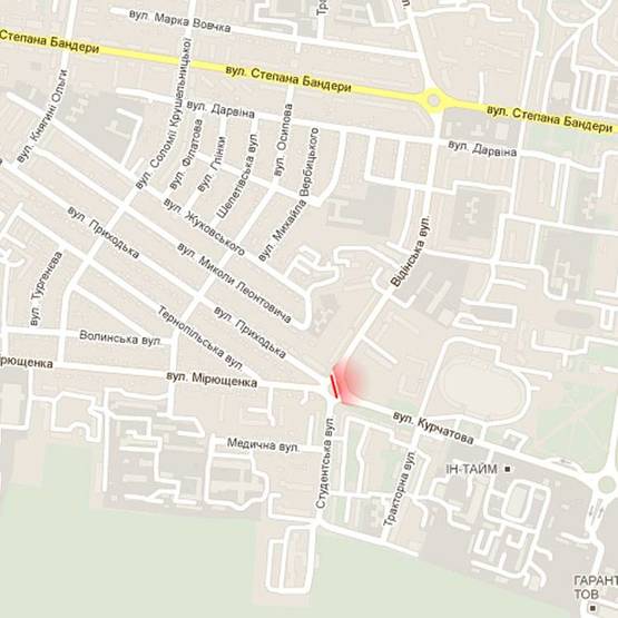 Схема рекламной плоскости по адресу м. Рівне, кільце на перехресті вул. Відінської та вул. Курчатова