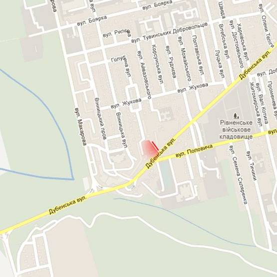 Схема рекламной плоскости по адресу м. Рівне, вул. Дубенська, 40