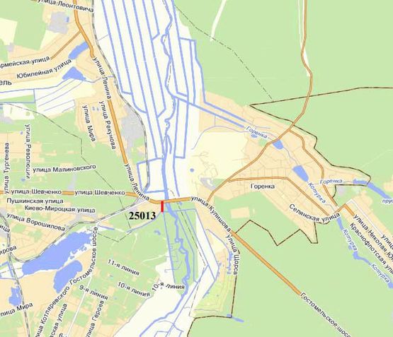 Схема рекламной плоскости по адресу Київ - Ковель, 10км+600м  (зліва) (в Київ)