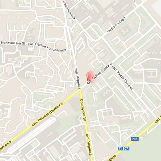 Схема рекламной плоскости по адресу м. Рівне, вул. Черняка, в районі перехрестя з вул. О.Дундича