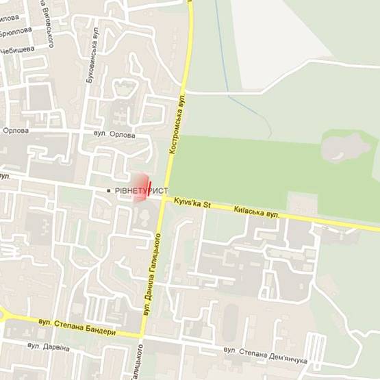 Схема рекламной плоскости по адресу м. Рівне, вул. вул. Київська, 77 (перехрестя з вул. Костромською)
