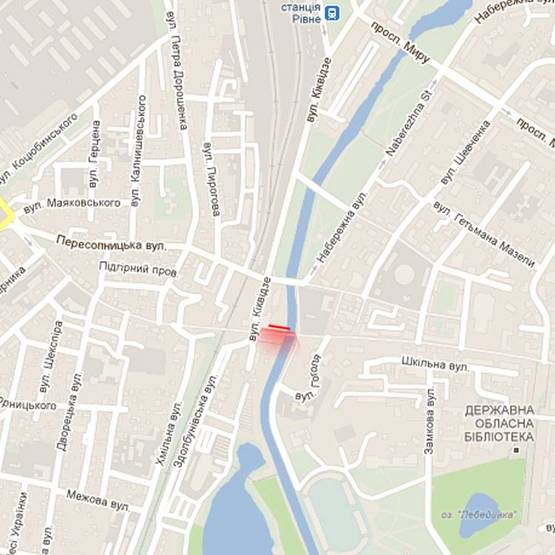 Схема рекламной плоскости по адресу м. Рівне, вул. Соборна, в районі перехрестя з вул. П. Дорошенка