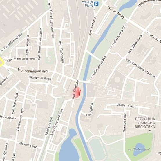 Схема рекламной плоскости по адресу м. Рівне, вул. Соборна, в районі перехрестя з вул. П. Дорошенка