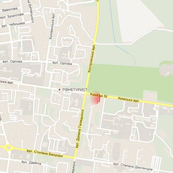 Схема рекламной плоскости по адресу м. Рівне, вул. Київська, 48